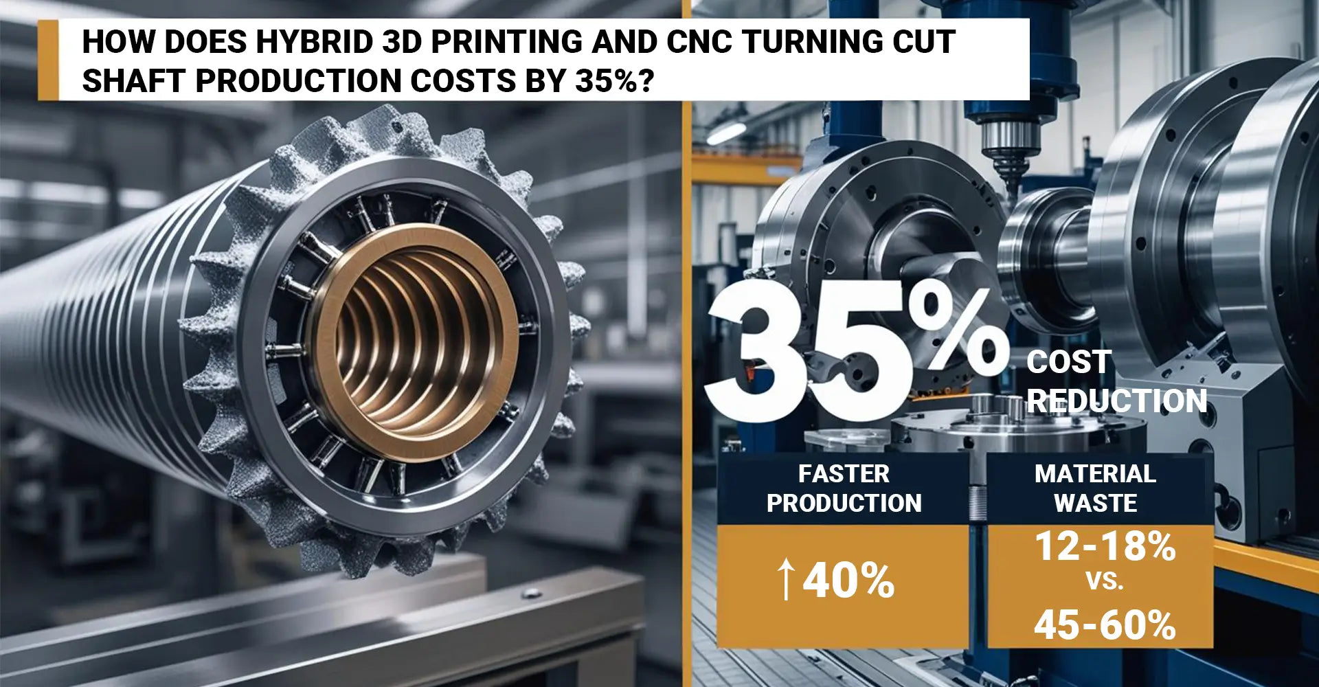 How Does Hybrid 3D Printing and CNC Turning Cut Shaft Production Costs by 35%?