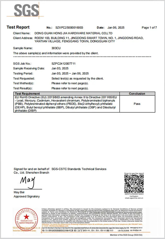 Certification-303CU-RoHS | Hotean Industry